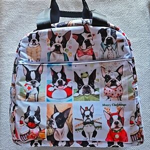 Insulated Lunch Tote w. Zippered Top - Super Cute Boston Terrier Design